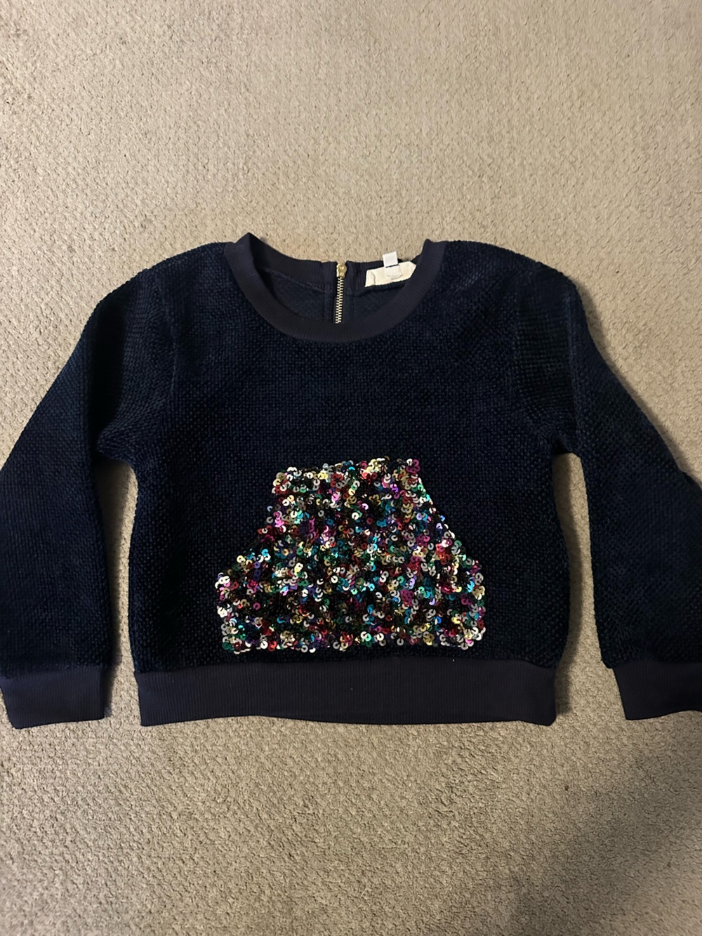Kids Truly Me Navy Sweater with Multicolor Sequin Patch